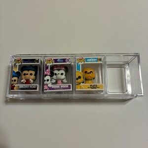 Disney Bitty POP! Funko Figures Sorcerer Mickey Minnie Mouse Pluto with Display